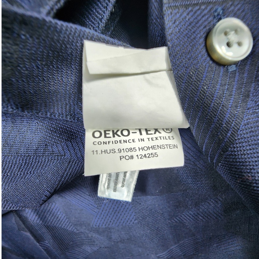 Calvin Klein Mens Slim Fit Performance Non Iron Dress Shirt 17.5 36/37 Navy Blue - Picture 4 of 7